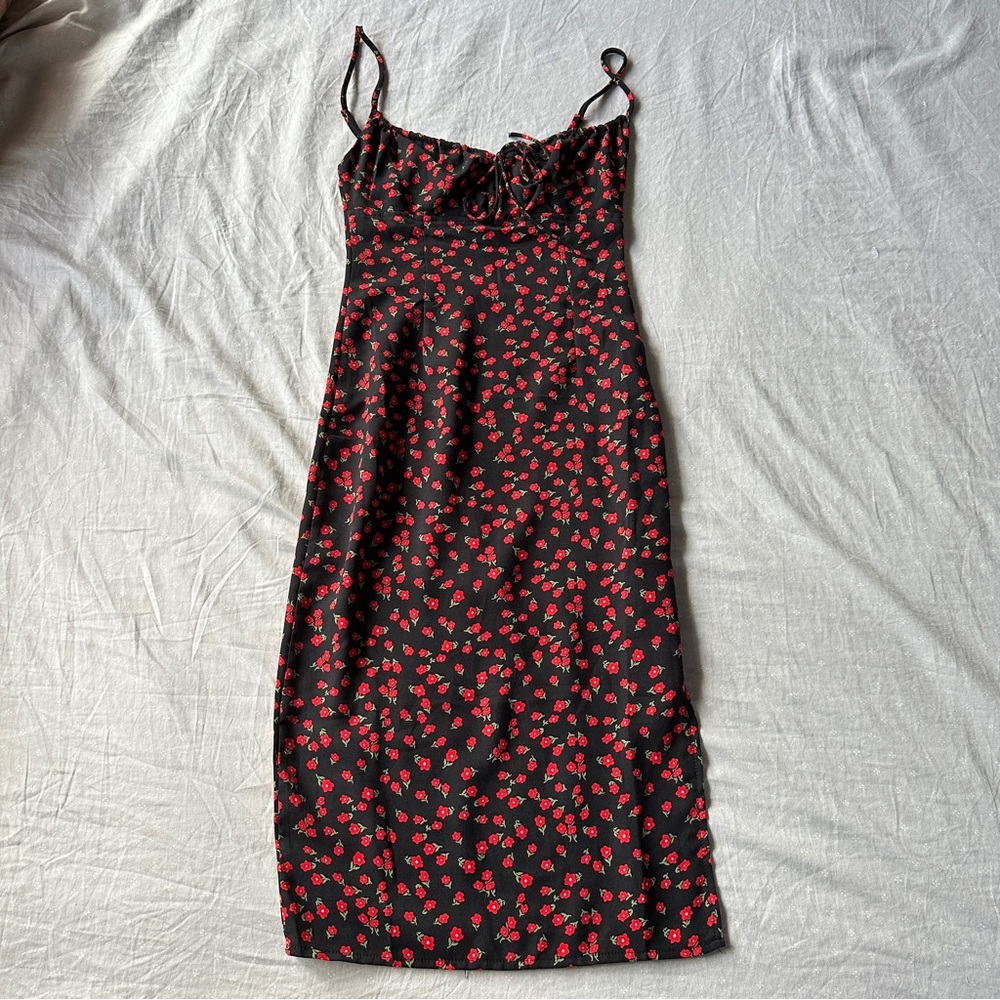 Princess Polly Noda Midi Dress Black/Red